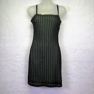 Y2K Exotica Black Lace Overlay Sleeveless Bodycon Mini Dress Size S Mint Green